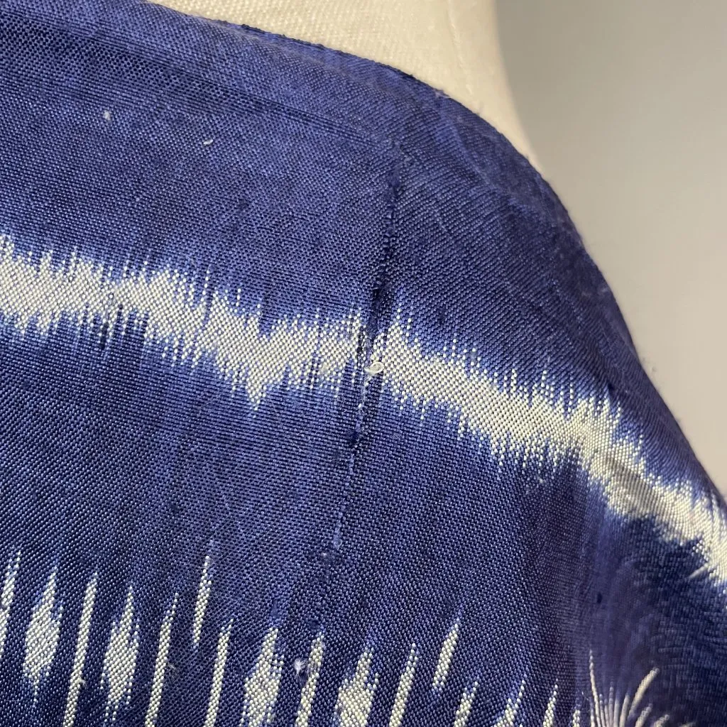 Ikat Scarf Fringe Rectangular Long Blue White Pink Casual Women Boho Blue - Image 9