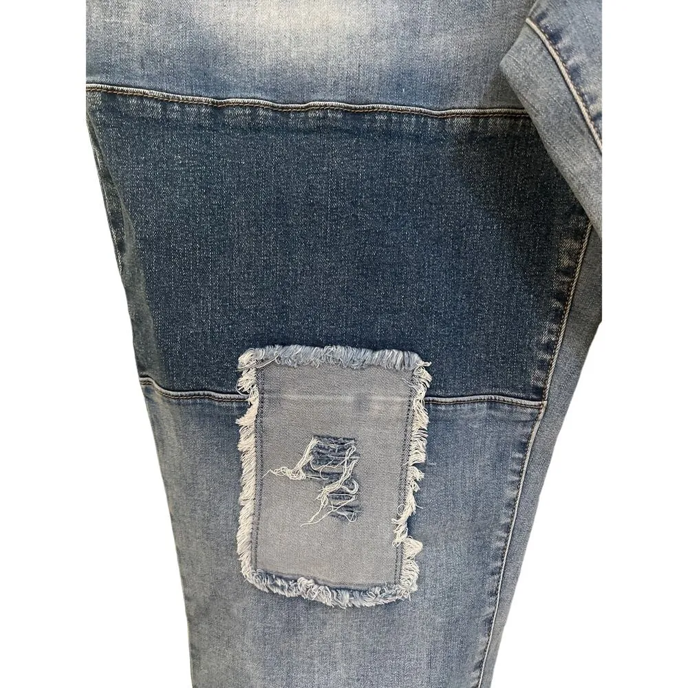 Rue21 Denim Jeans Premium Relaxed Crop Fit Tattered Distressed Supreme Flex 38 - Image 3