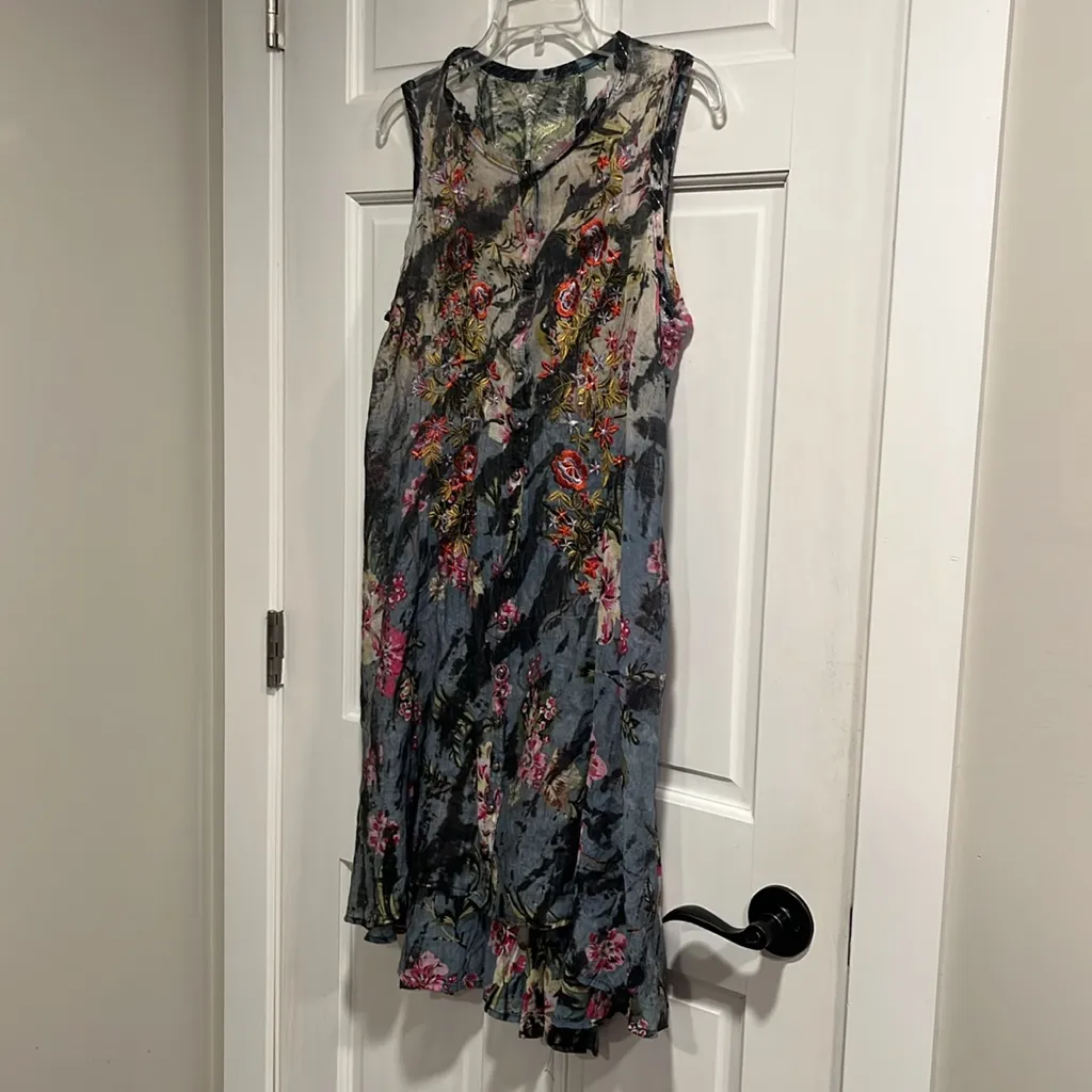 Aratta Silent Journey Floral Tunic Size Medium Blue - Image 2