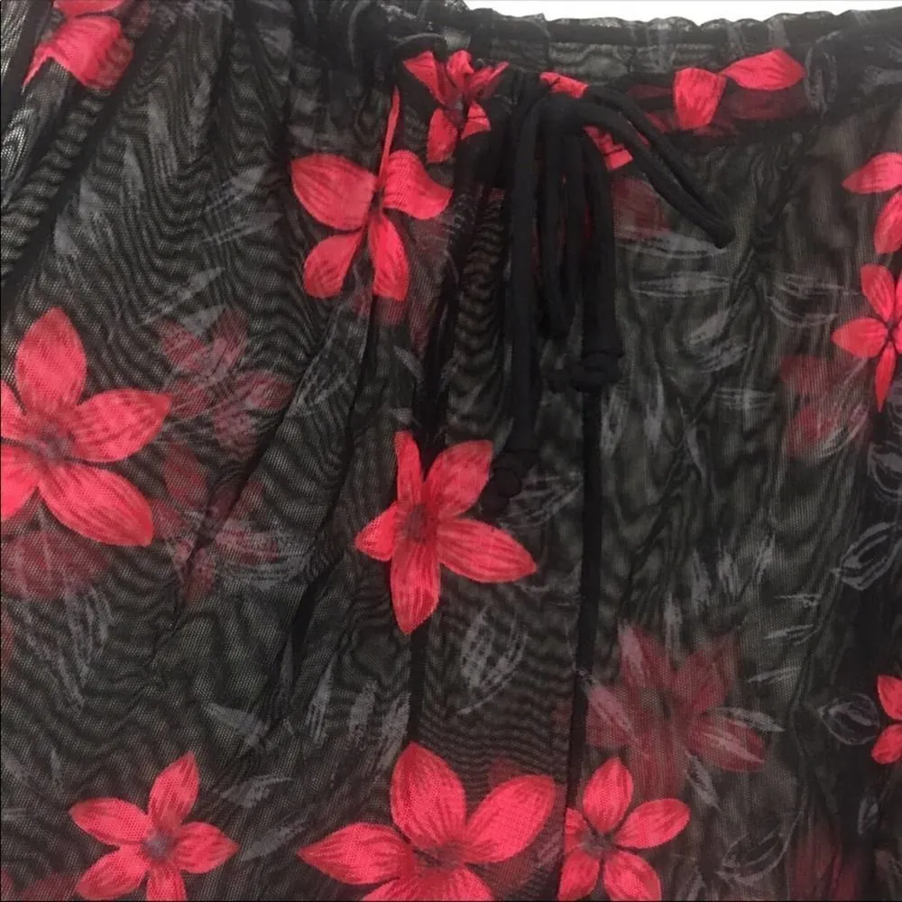 Carol Wior Floral Sheer Swimsuit coverup Pants Size L/XL Black - Image 6