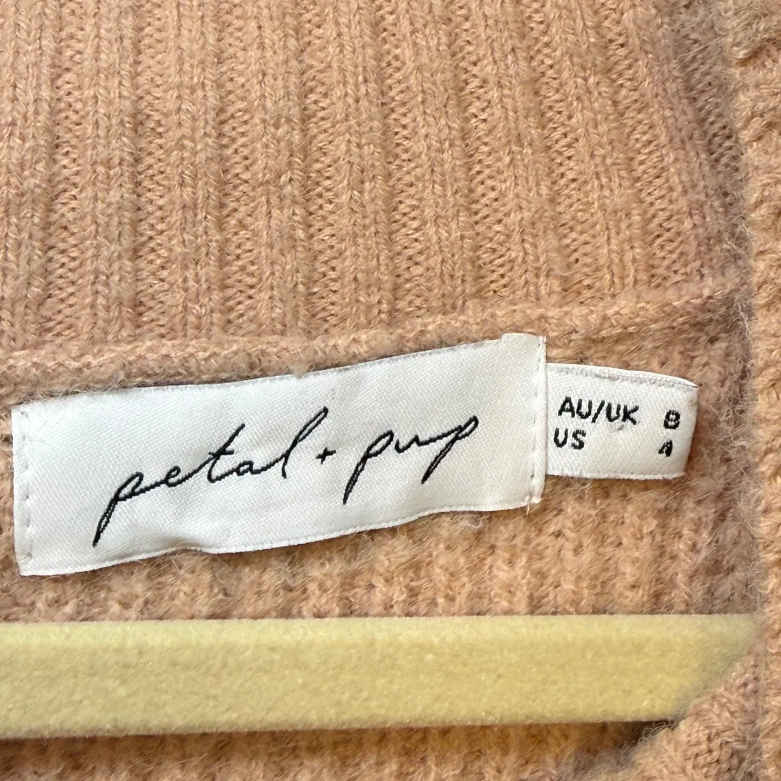 Petal + Pup Beige Knit Midi Sweater Dress Girly Classic Comfy Sz 4 Tan - Image 3