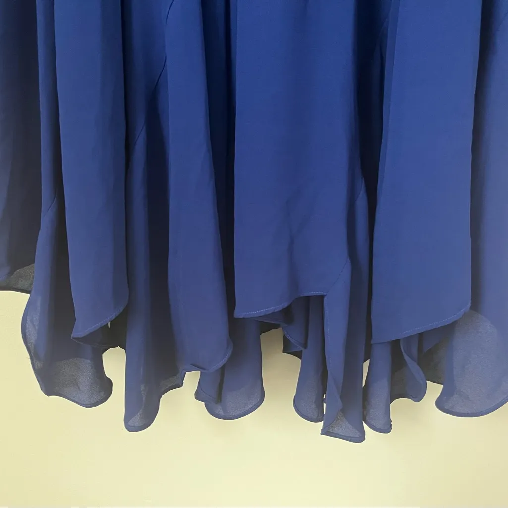 Brand Label Flowy Fairy Boho Royal Blue Handkerchief Maxi Skirt - Image 8