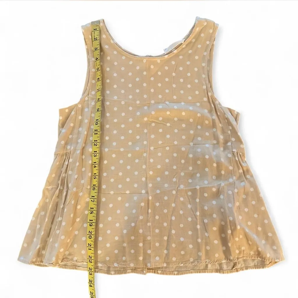 Anthropology Elodie Yellow Polka Dot Sleeveless Blouse Small - Image 4