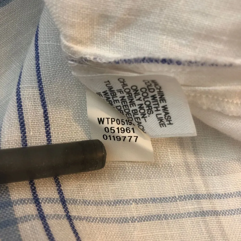 J.Jill Womens Love Linen Tunic Shirt Dress Blue & White Plaid Button Down Size M - Image 5