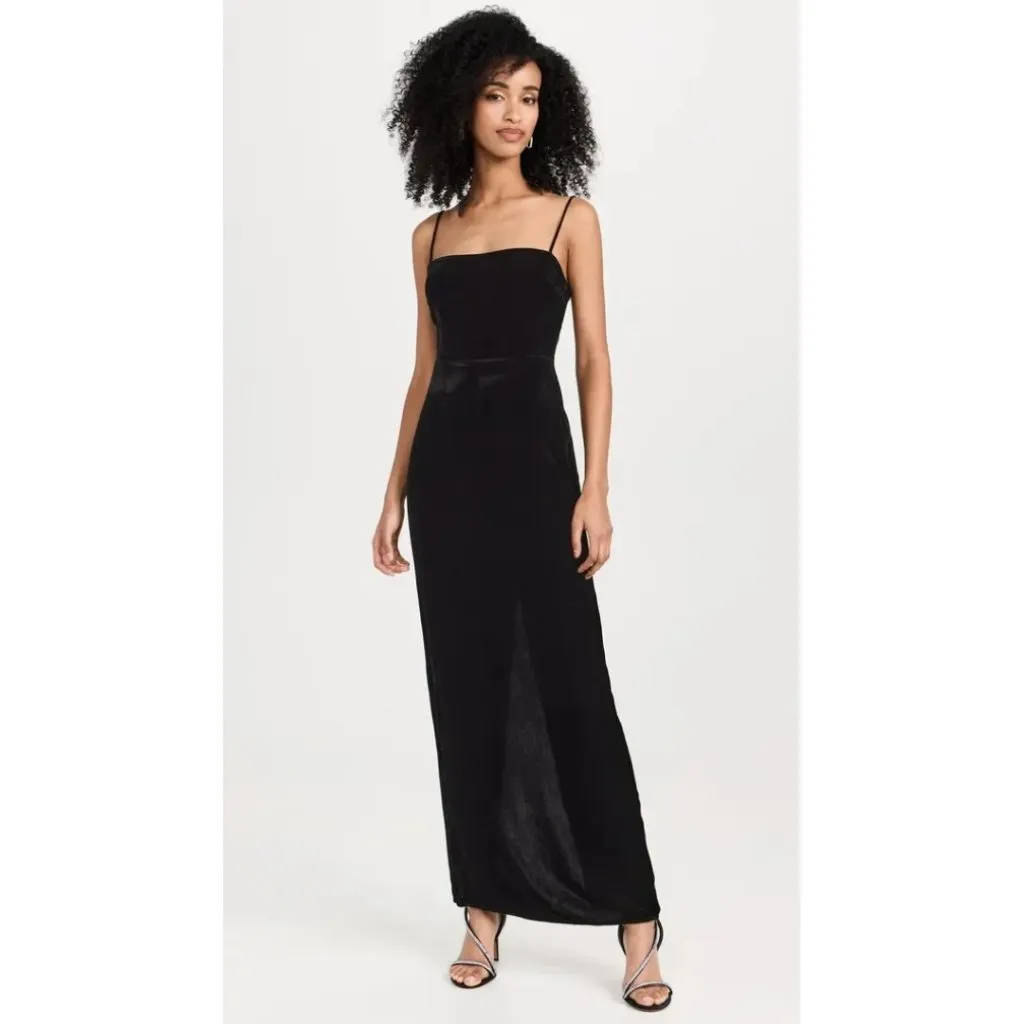 NWT Reformation Frankie Velvet Maxi Slip Dress Black Silk Blend Size 6 $298 - Image 3