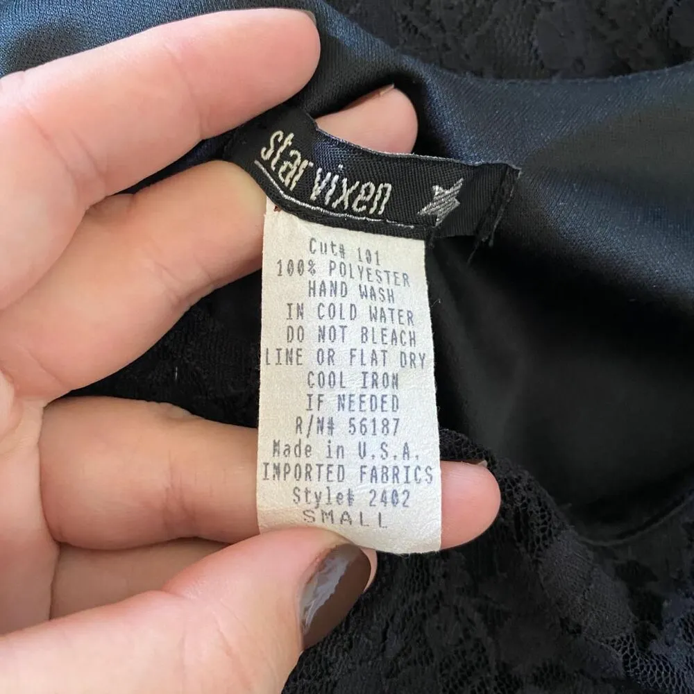 Romantic Goth Vintage Witchy Black Whimsygoth Ethereal Lace Mini Midi Dress S - Image 7