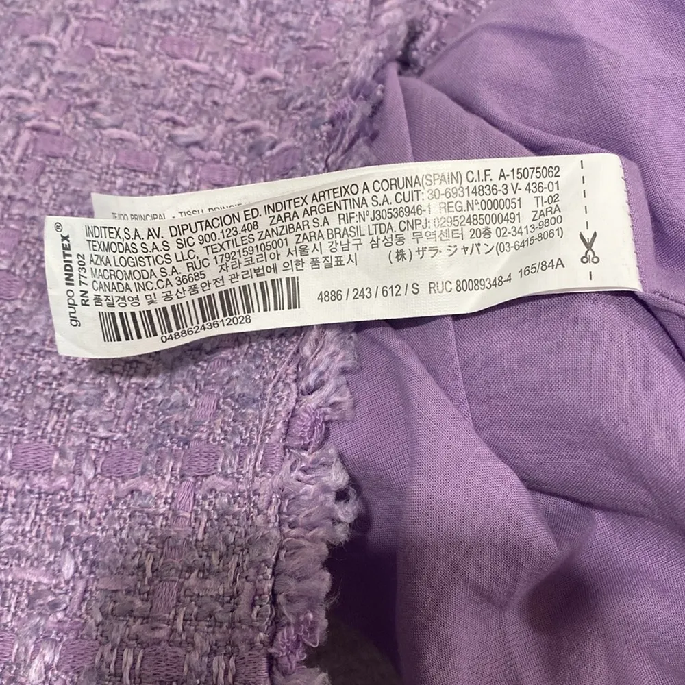 Zara Purple Tweed Double Breasted Rhinestone Button Dress Size Small - Image 9