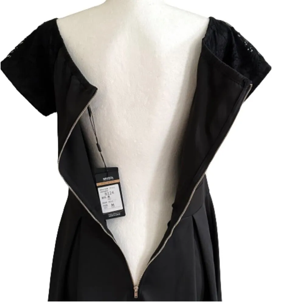 Miusol Dress Black Lace Short Sleeve Fit Flare Elegant Cocktail Dress Medium NEW - Image 7