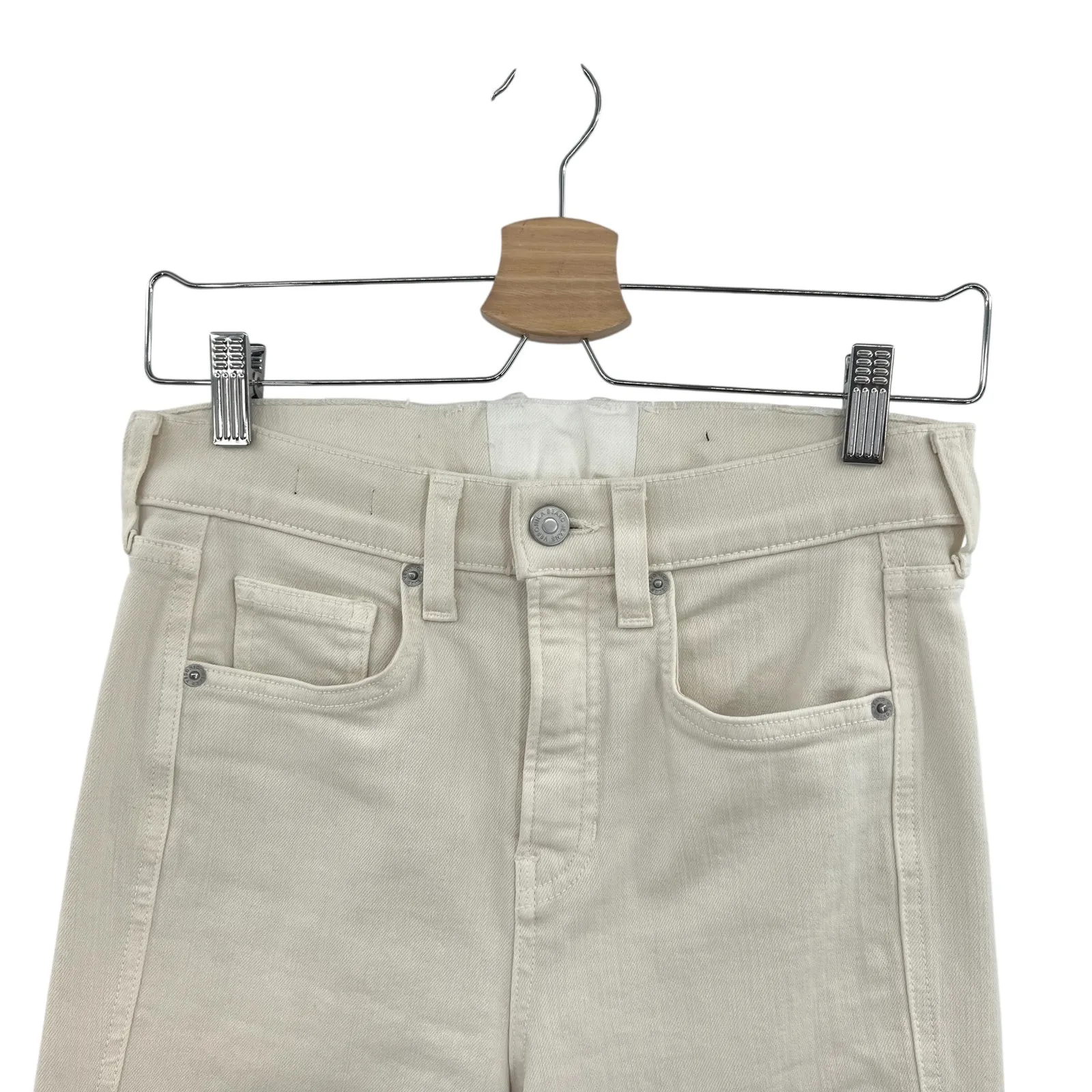 Veronica Beard Carson Jeans Ankle Flare High Rise Ecru Ivory Size 26 US 2‎ - Image 4