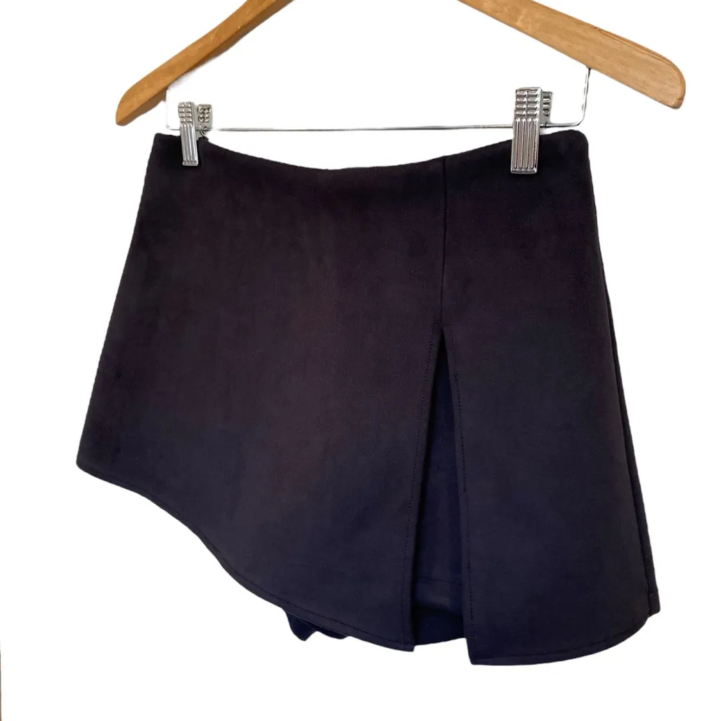Seek The Label Faux Suede Mini Skirt/ Skort With Slit Front - Image 3