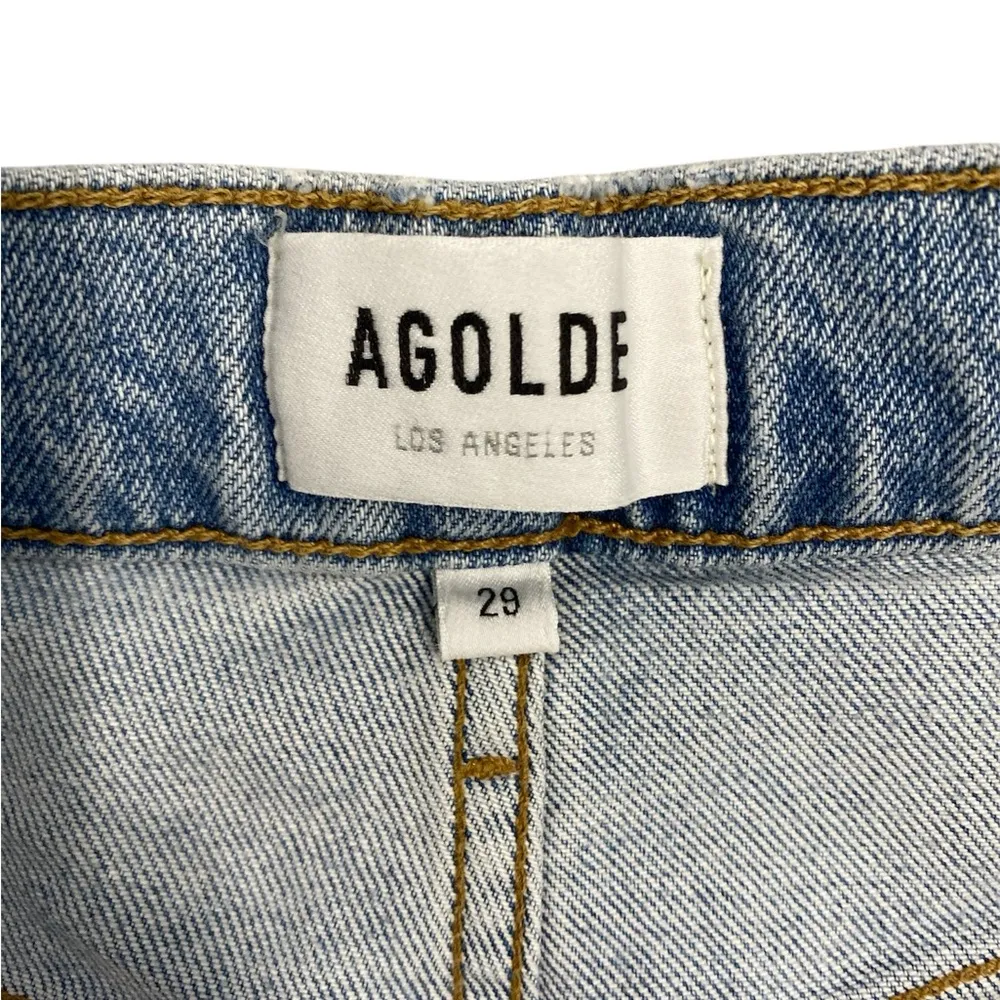 Agolde Slim Straight Leg Jeans Mid Rise Vintage Wash Size 29 Raw Hem EUC - Image 9