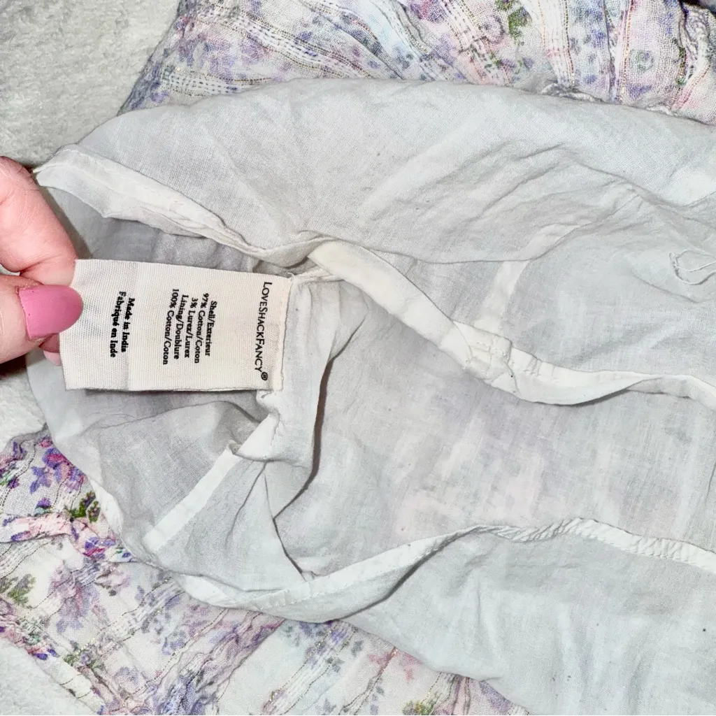 Loveshackfancy Shanely Printed Floral Mini Ruffle Dress size Medium - Image 10