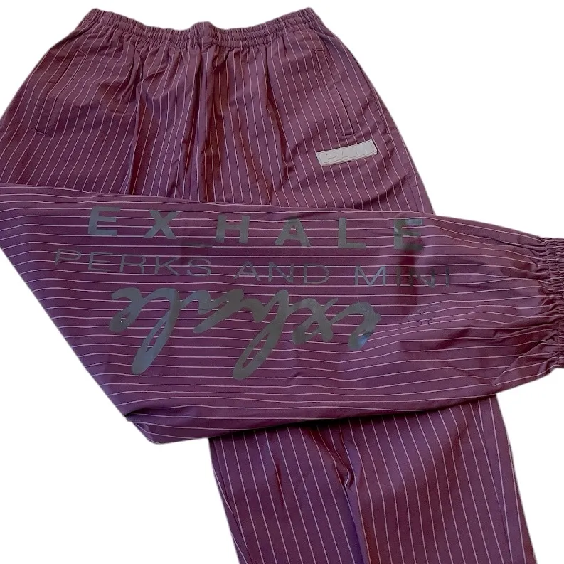 Perks and Mini High Rise Baggy Joggers Striped Hip Hop Dance Streetwear Small Purple - Image 5