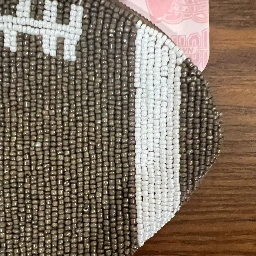 Wandering Moon | Beaded Football 🏈 Wallet Brown - Image 8