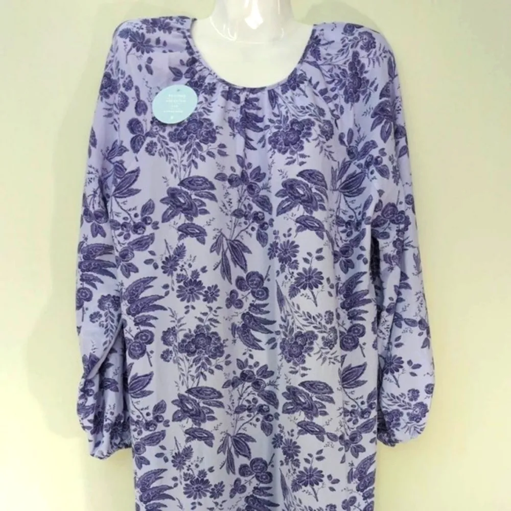 HILL HOUSE‎ The Simone Midi Dress Lilac Purple Tonal Floral Medium - Image 3