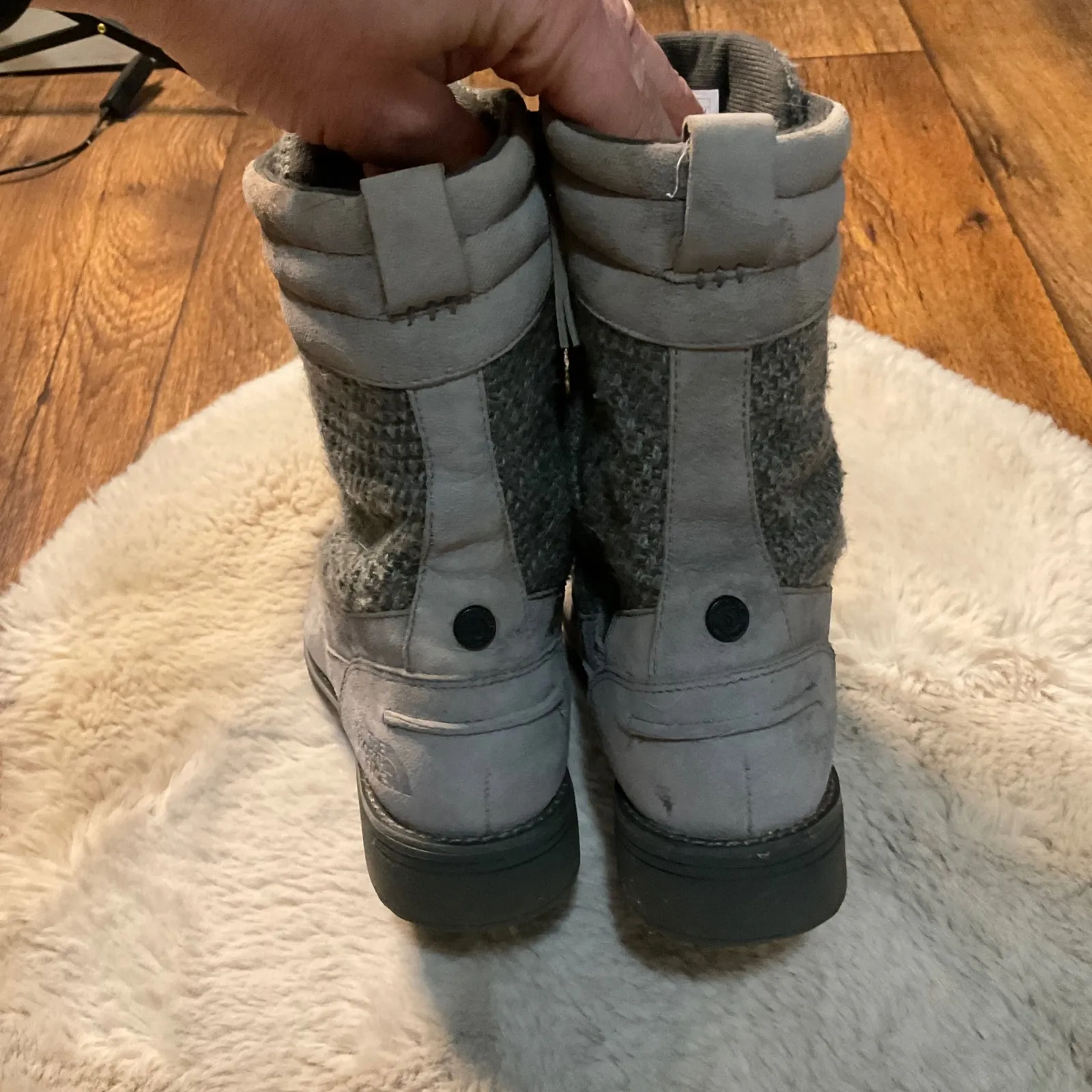 The North Face Size 8 Bridgeton Lace Up Gray Leather Insulated Side‎ Zip Rubber - Image 3