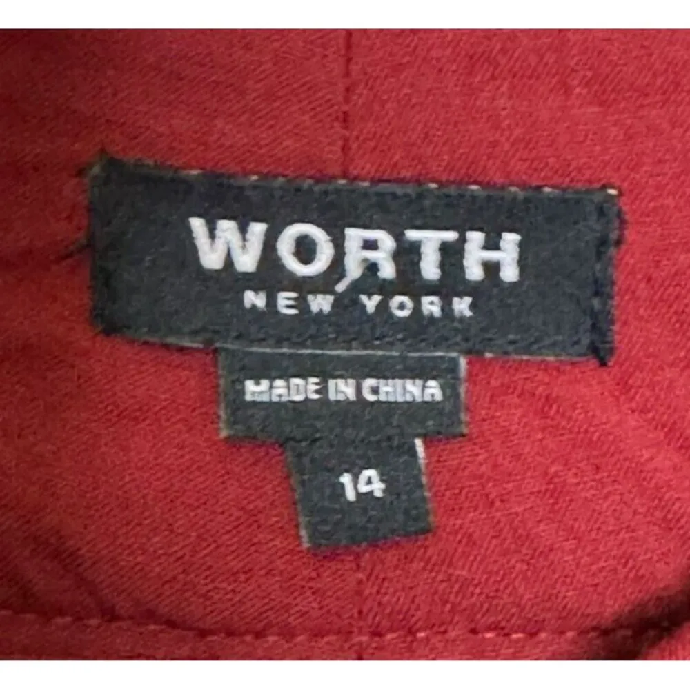 Worth Women Pants Relaxed Zipper Silk Lined Straight Leg High Waisted Red Medium - Image 9