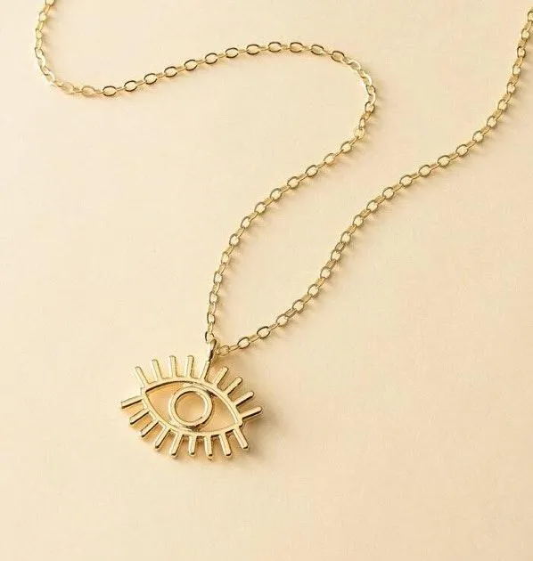 Dainty Eye Charm Necklace Gold OS - Image 2