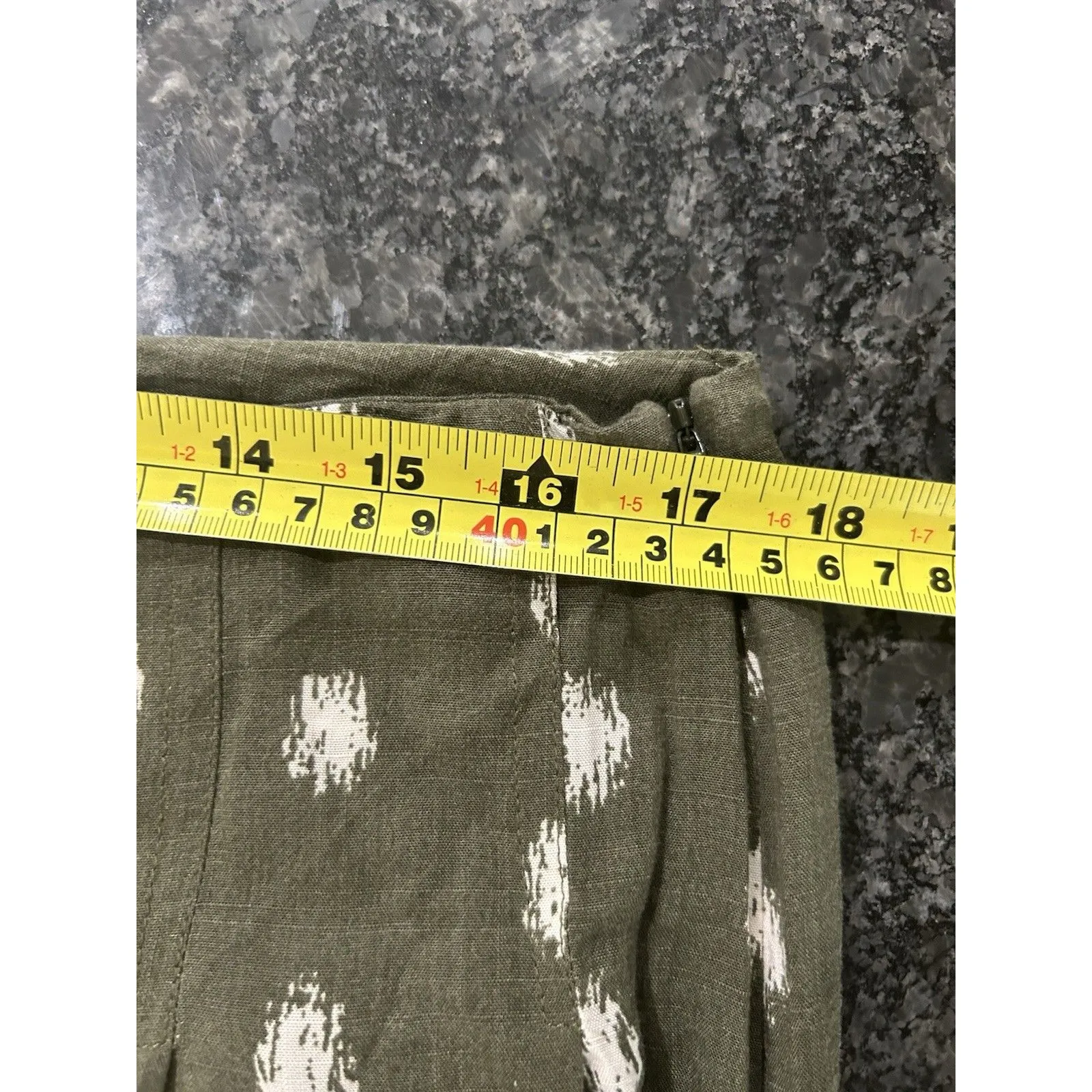 Women’s Size 12 Wide Leg Pants Olive Green Boho Granola Teacher Casual Fun Zip - Image 6