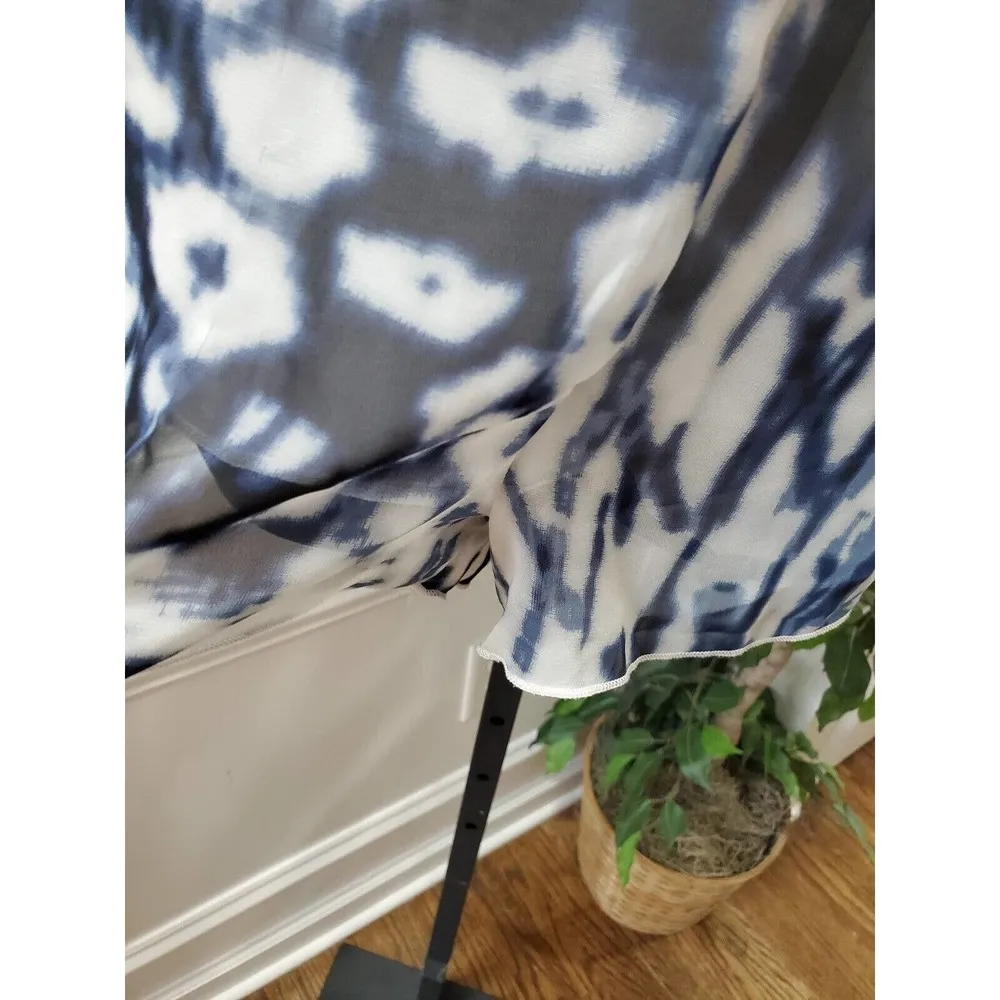 fab'rik  Women's Blue & White Polyester V-Neck Long Sleeve Romper Size Small - Image 5