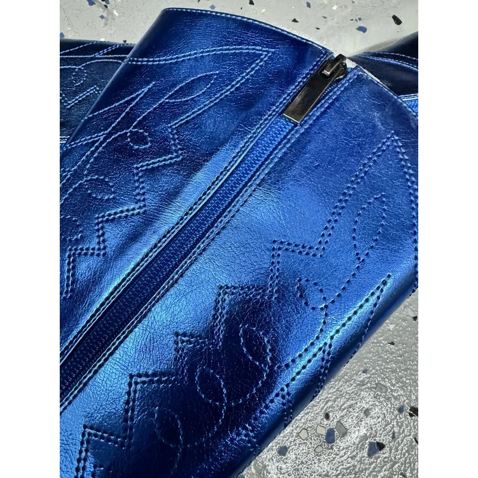 Corkys Hey Girl Blue Metallic Howdy Cowgirl Mid Calf Boots Womens Size 7 Western - Image 6