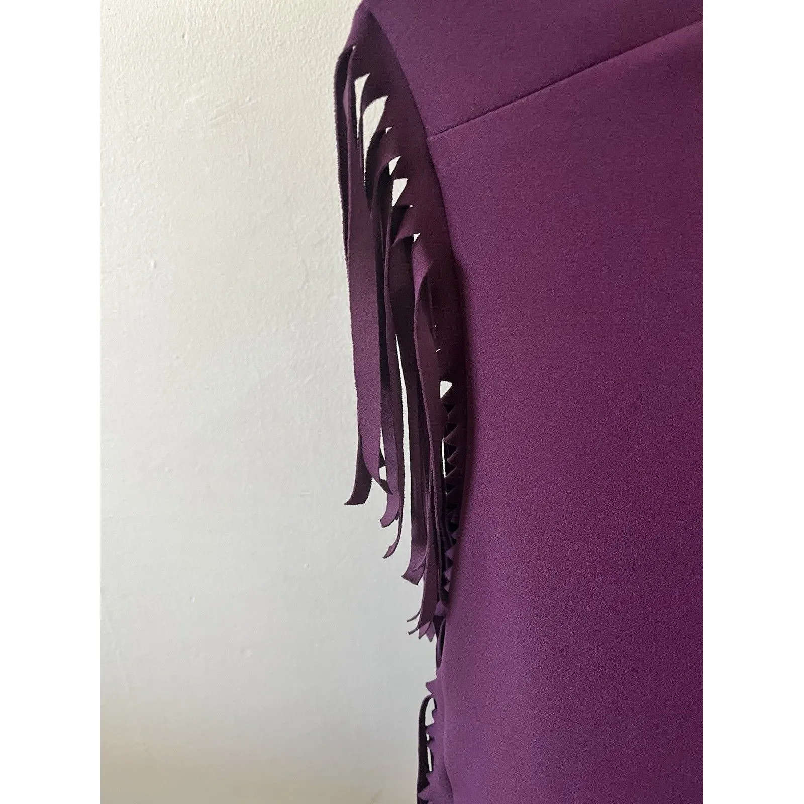 Ayhan Size Small Turkish Purple Black Trim V Neck Fringe Trim Western Dress - Image 3
