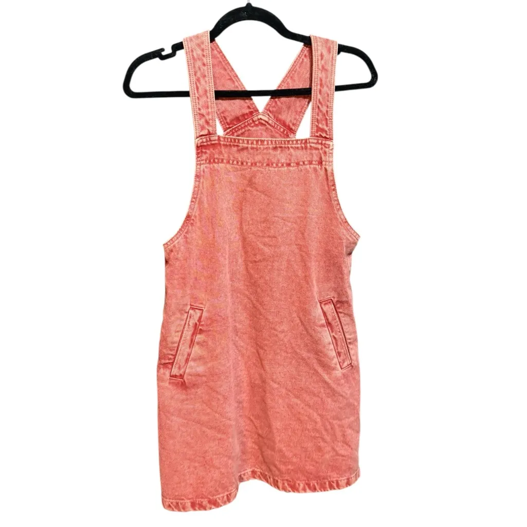 Mango Pocket Denim Pinafore Dress Faded Red/Pink Sz 2 Soft Girl Vibes Y2K Era - Image 4