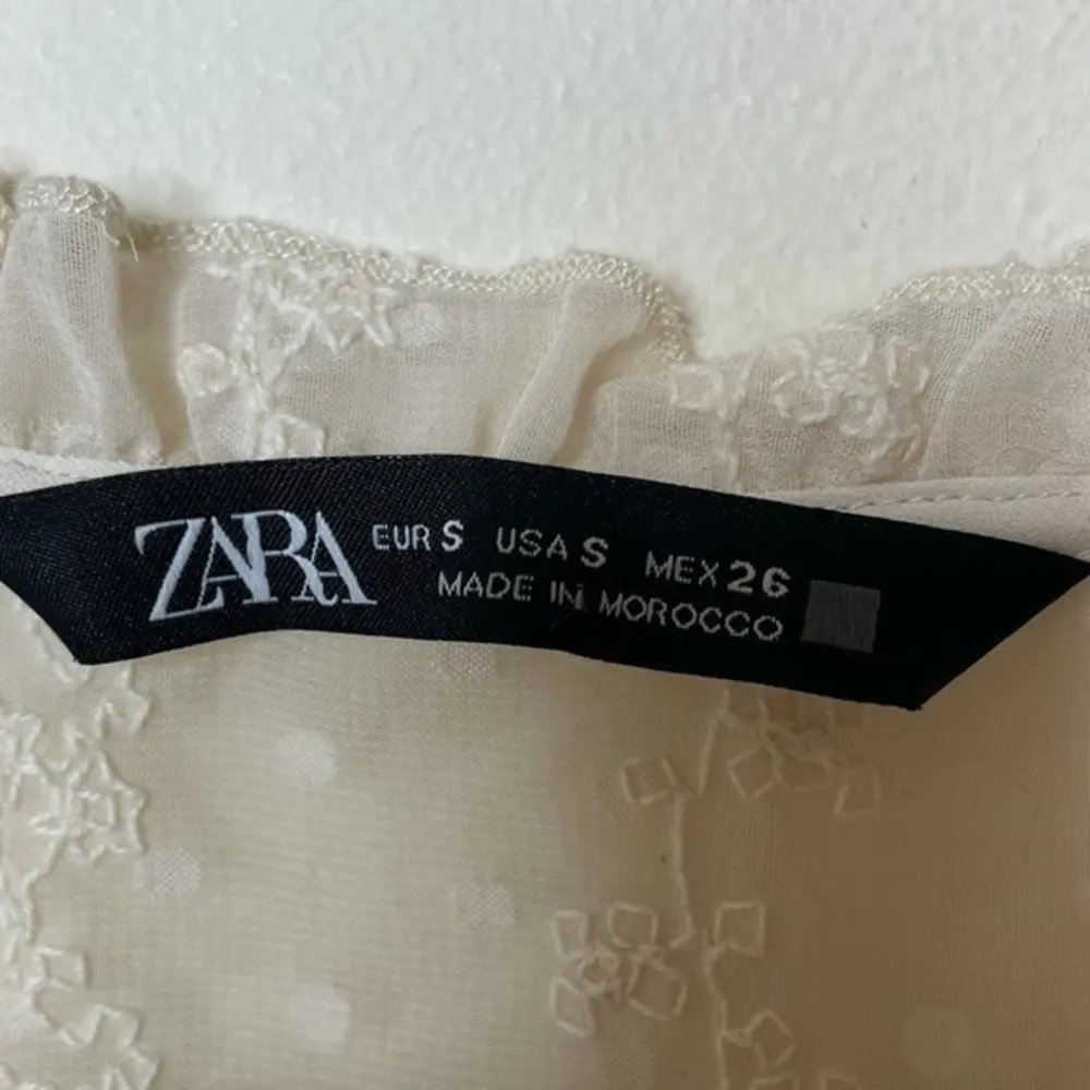 Zara‎ White Embroidered Dotted Mesh Midi Dress - Image 5