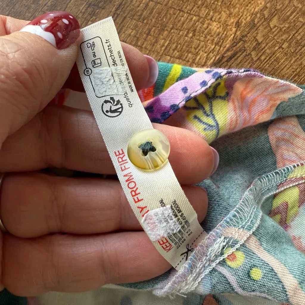 Anthropologie Sarah Gordon Floral Flannel Buttondown Pajama PJ Top Shirt S - Image 9