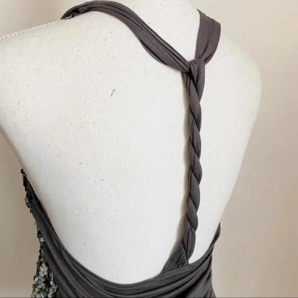 Express • Grey Sequin T Back Tank Top - Image 3