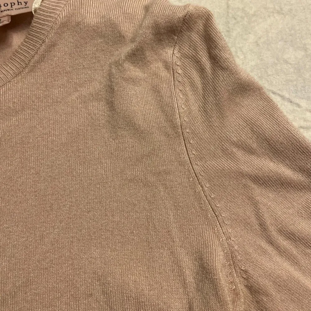 Preppy Nordstrom Philosophy Mute Pink 3/4 Sleeves Sweater Top Women's Size M - Image 4