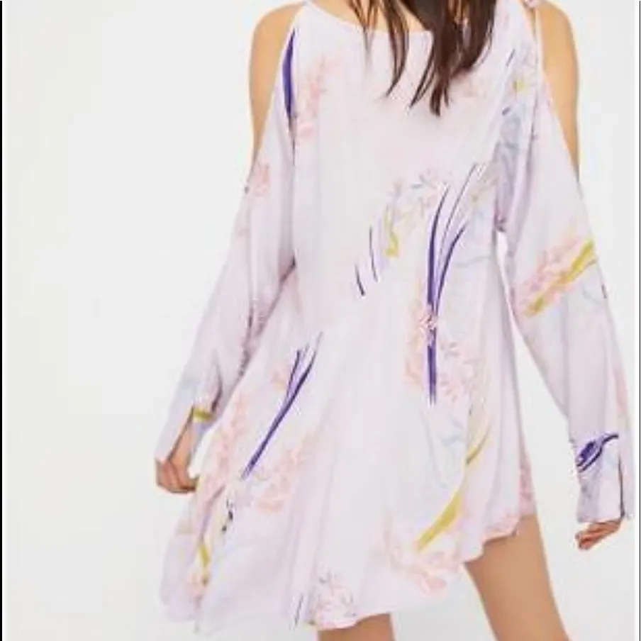 FREE‎ PEOPLE BOHO LILAC CLEAR SKIES COLD SHOULDER TUNIC DRESS - Image 5