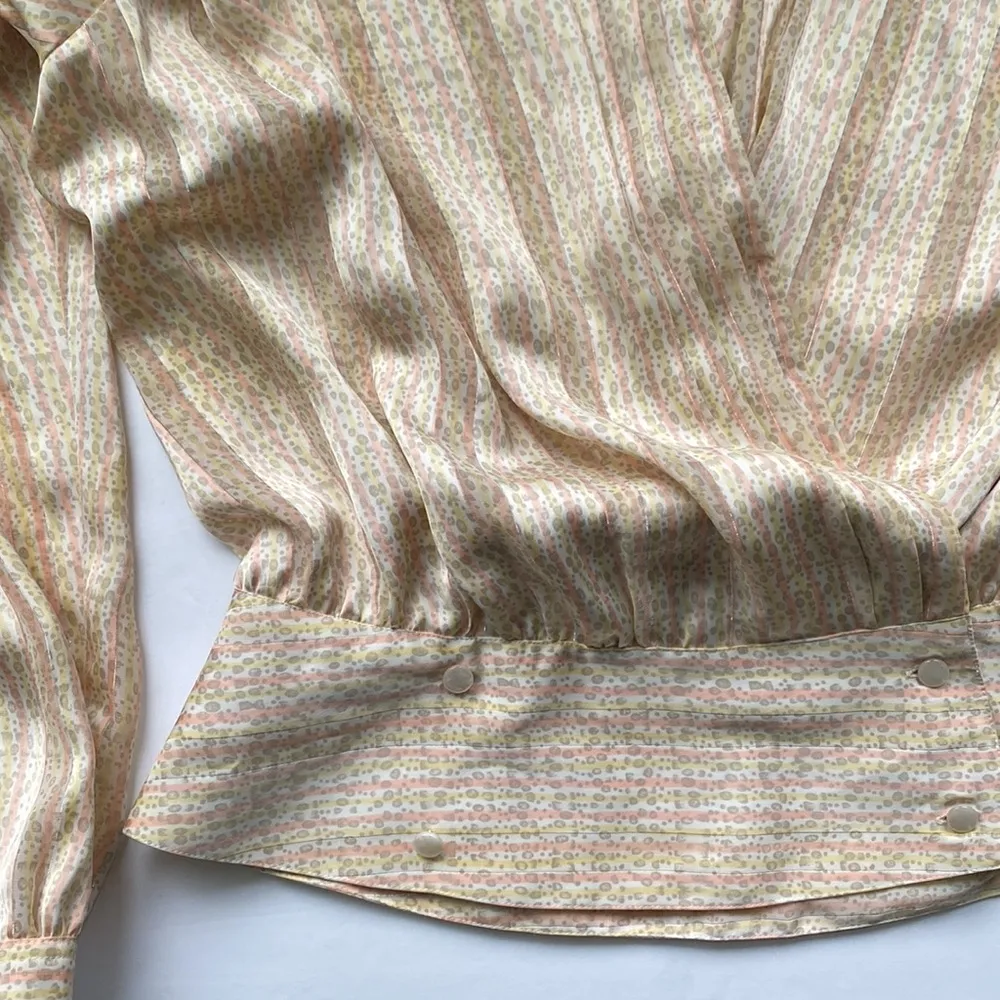 Vintage 80s Laura and Jayne silky cheetah button waist blouse, size 10 - Image 5