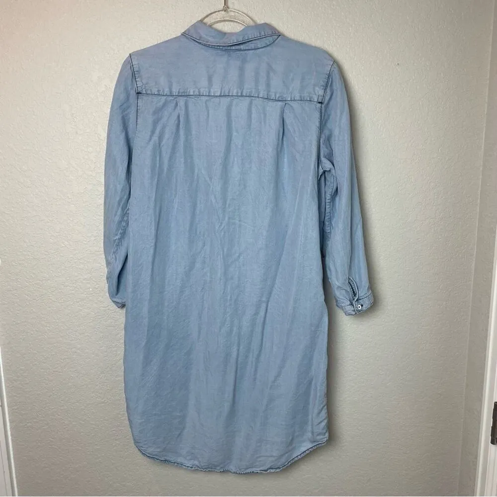 C&C CALIFORNIA Light Blue Tencel Denim Button Up Dress Size M - Image 7