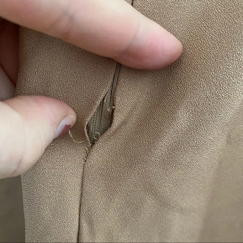 BB Dakota Pants Crop Crepe Tan One Stop High Waisted Casual Neutral Minimal Cute - Image 8