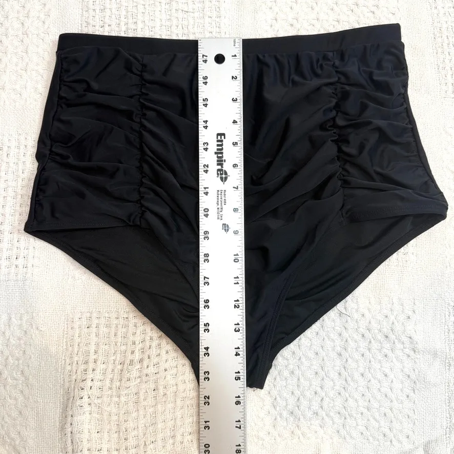 new 2XL Share Happy Moments With You ruched bikini swim bottom SW2 2949 Black Size XL - Image 4