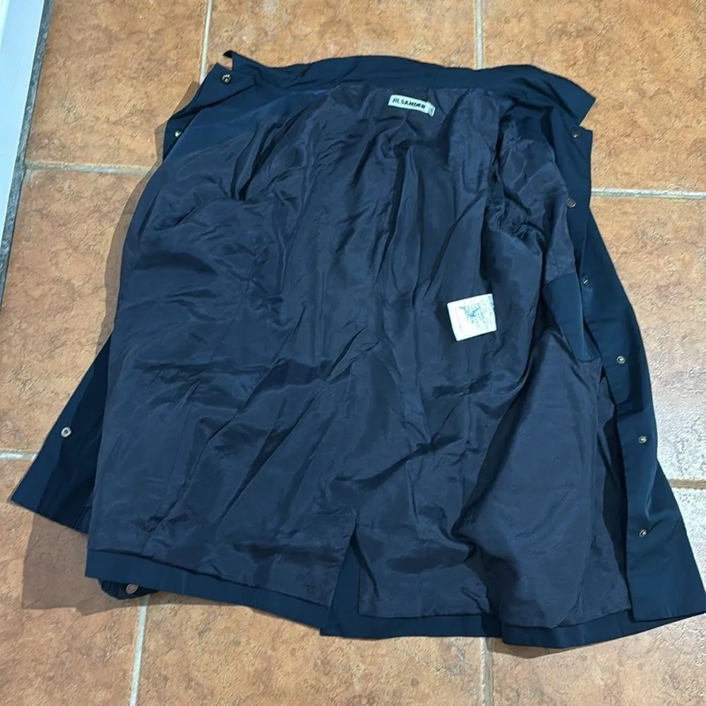 Jil Sander Navy Blue Silk Lined Jacket Snap on Button Italy size 42 - Image 8
