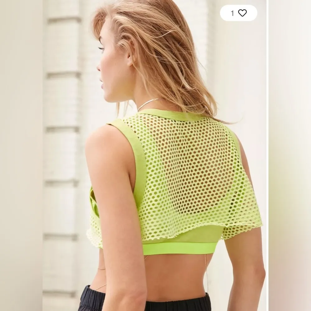 Urban Outfitters rave festival Off Road Mesh Overlay Cropped Tank Top green XS - Image 2