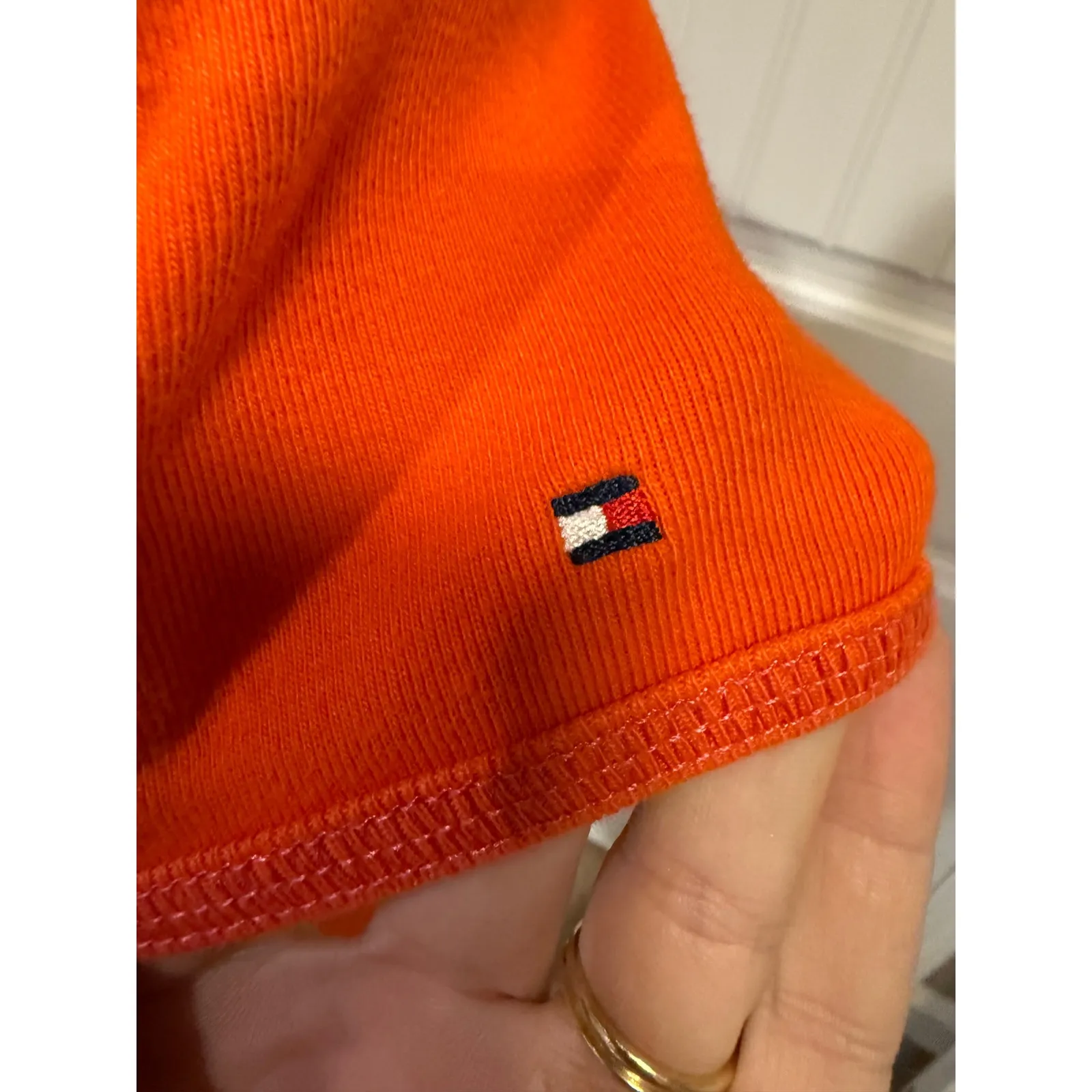 Tommy Hilfiger Orange Ribbed Scoop Neck T Shirt Short Sleeve Women S P CH - Image 2