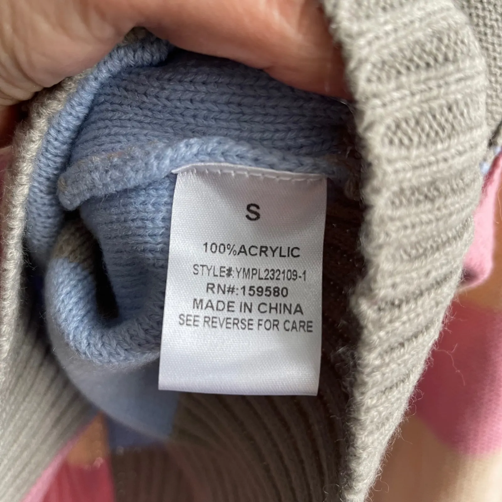 Pink Lily Colorblock Striped Cropped Crewneck Sweater Size Small Acrylic - Image 5