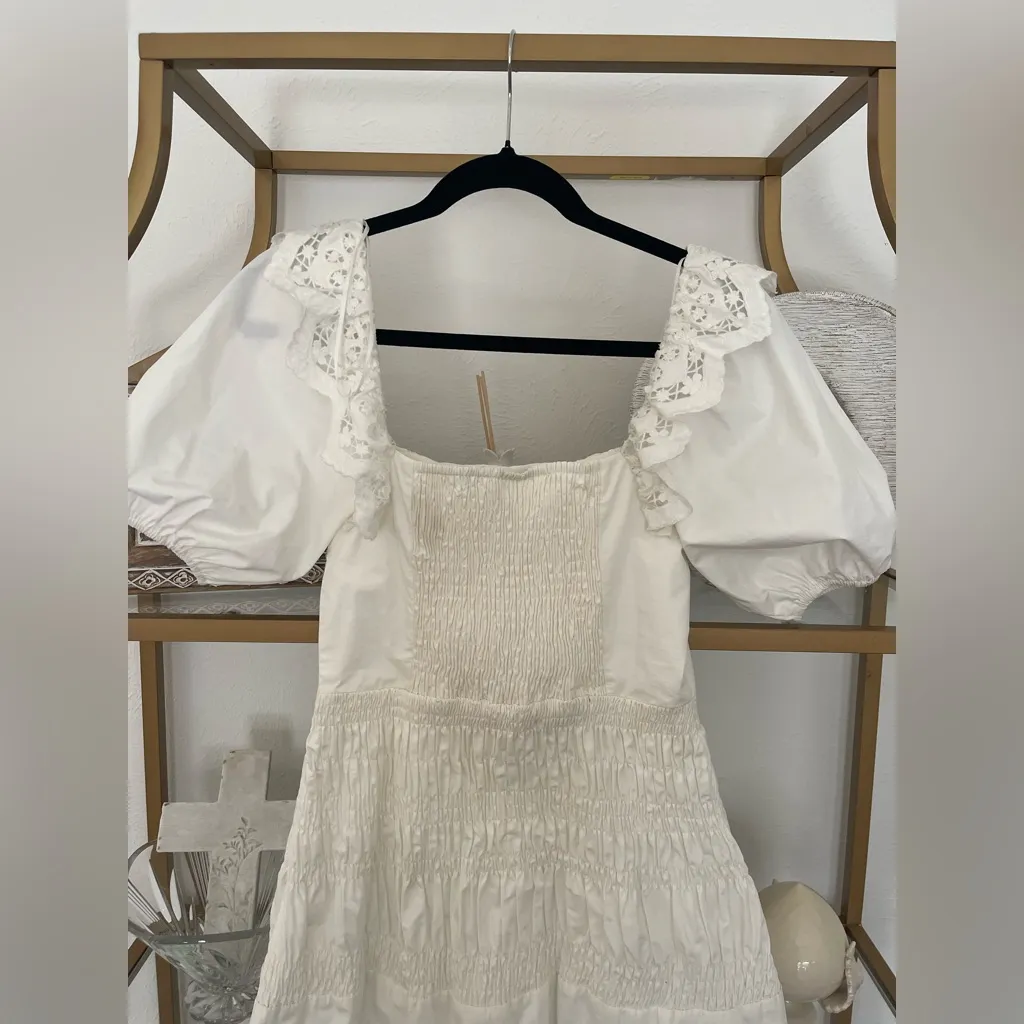 ASTR the Label Patina Lace Mini Dress size Small White Lace Trim Dress - Image 6