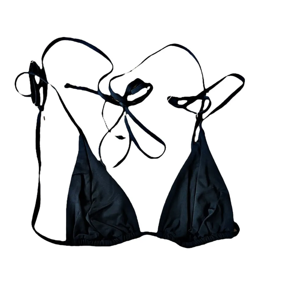 WEWOREWHAT Black Bikini Set Delilah Bottom Cooper Wrap Tie Strappy Top Large NEW - Image 4