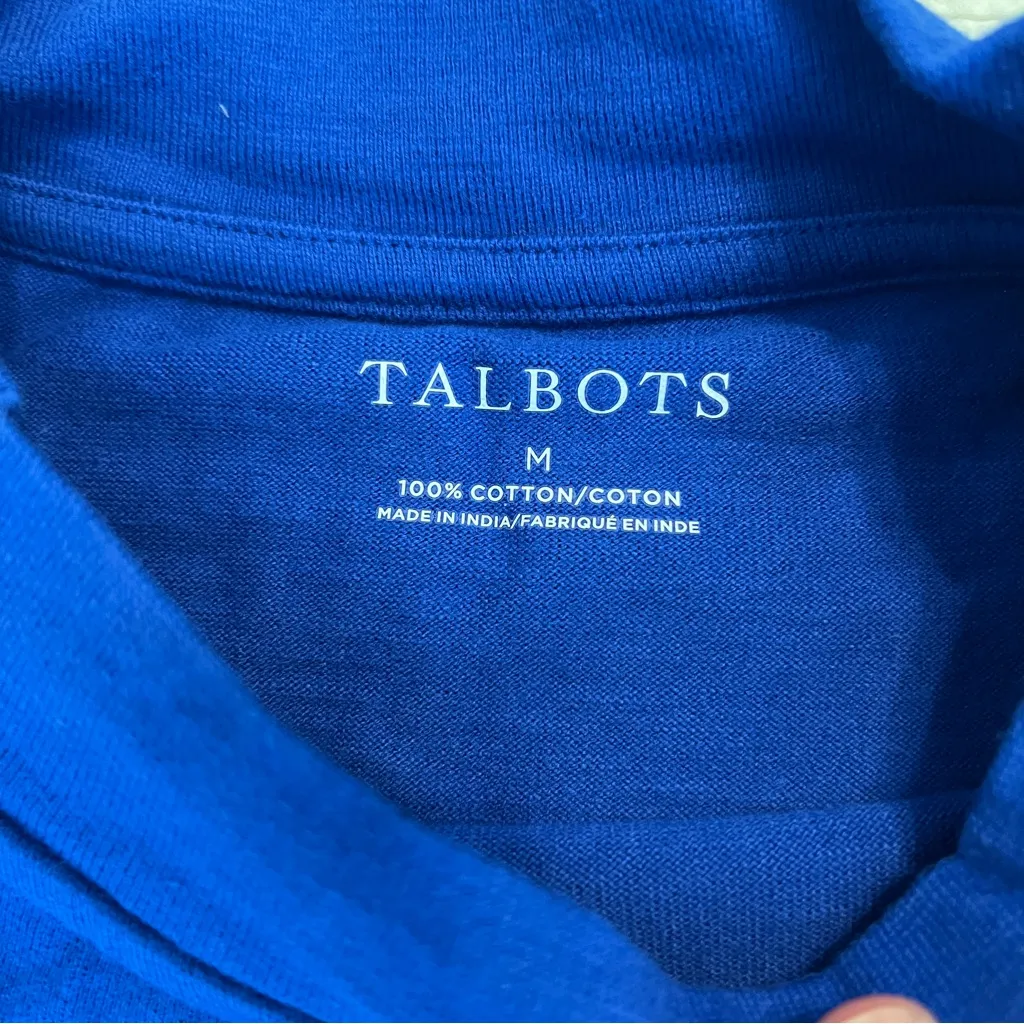 Talbots  blue white stripe mock neck long sleeve shirt medium - Image 4