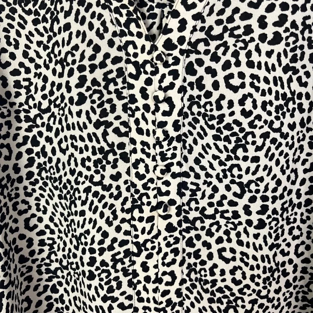 Express Light Brown & Black Leopard Print Long Sleeve Blouse XS - Image 4