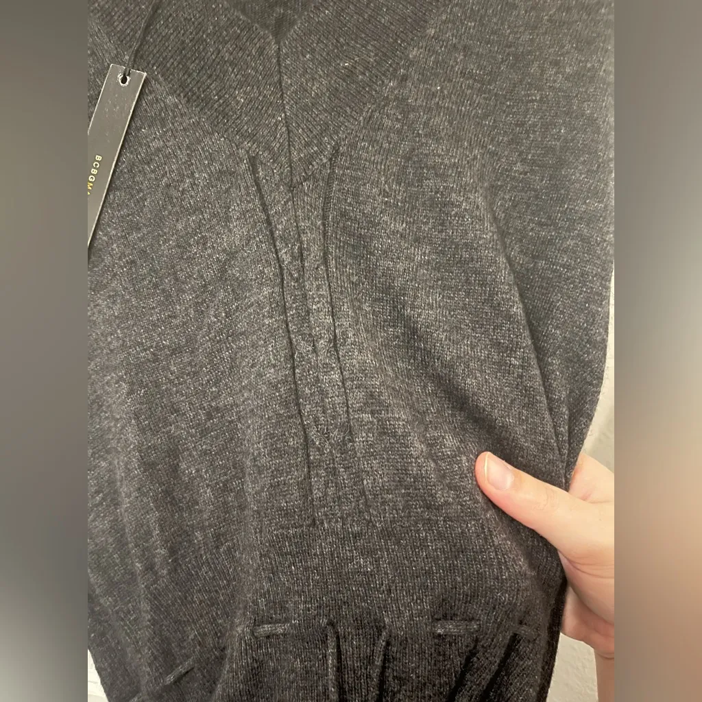 BCBGMAXAZRIA NWT Ribbed Knit Sweater Top Tie Waist Wool Angora Cap Sleeve Sz Med - Image 12