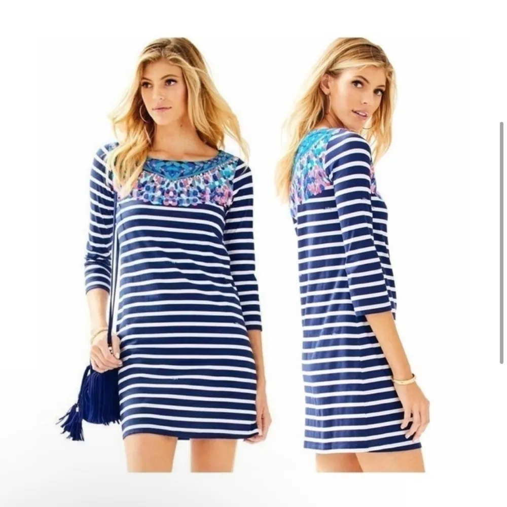 Lilly Pulitzer Bay Dress Island Stripe Medallion Bright Navy XS - Image 3