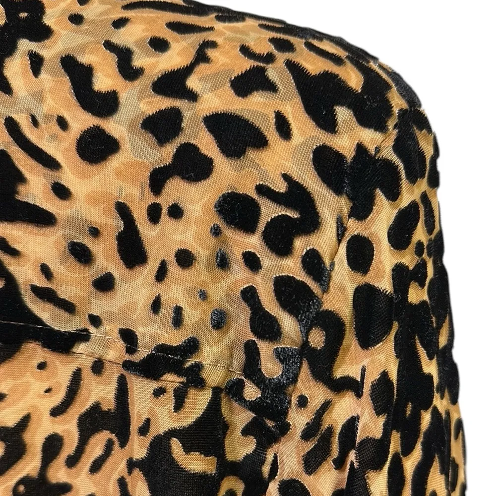 Intro Black Brown Cheetah Print Button Up Double Pocket Blouse Top Plus Size 2X - Image 6