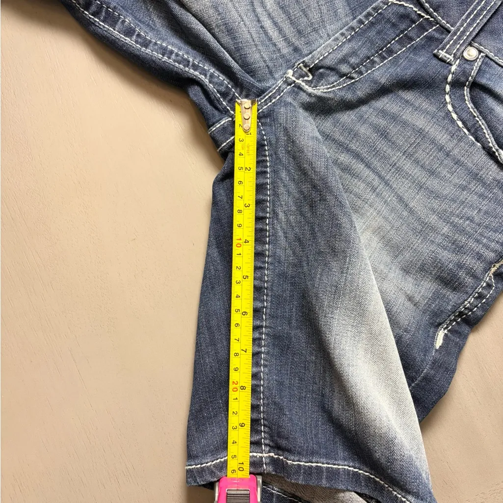 Ariat Real Denim Bermuda Shorts Mid-rise Stretch Western Feathers Aztec Cowgirl - Image 10