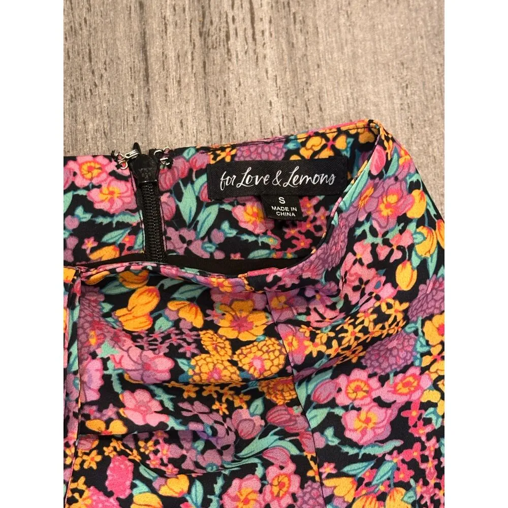 For Love and Lemons Floral Fuschia Gillies Mini Skirt Small Pink - Image 8