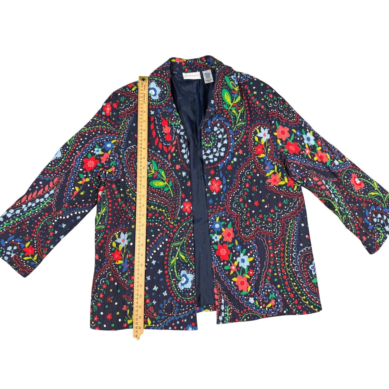Alfred Dunner Colorful Floral Paisley Print Open Front Jacket Blazer Size 14 - Image 3